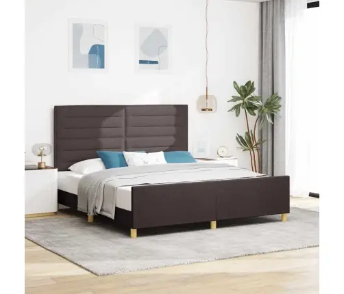 Gultas Rāmis Ar Galvas Klāju Tumši Brūna 180 X 200 Cm Audums Vidaxl