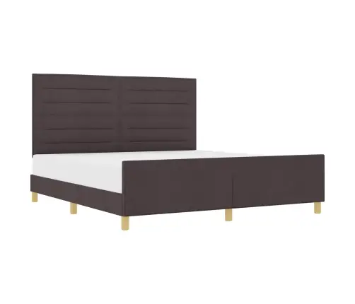 Gultas Rāmis Ar Galvas Klāju Tumši Brūna 180 X 200 Cm Audums Vidaxl
