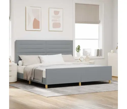 Voodi Raam Peaga Helehall 200 X 200 Cm Kangas