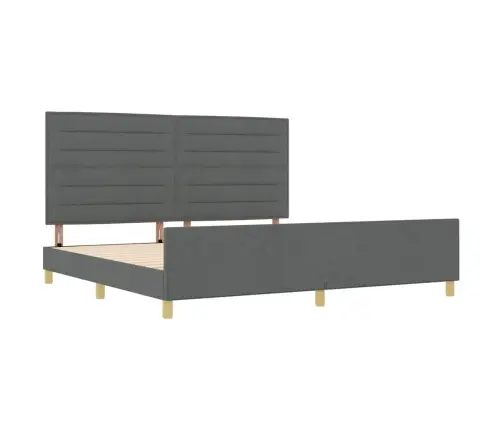 Gultas Rāmis Ar Galvas Klāju Tumši Pelēka 200 X 200 Cm Audums Vidaxl