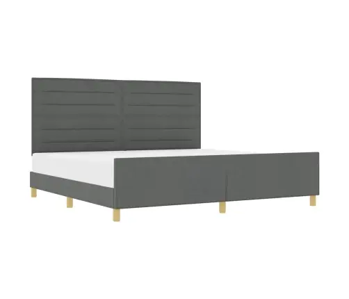 Gultas Rāmis Ar Galvas Klāju Tumši Pelēka 200 X 200 Cm Audums Vidaxl