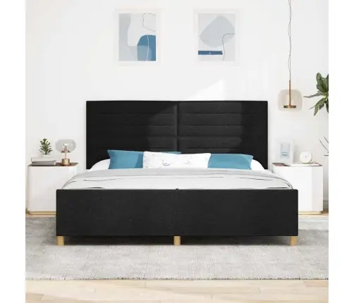 Lovos Rėmas Su Galvūgalio Juoda 200 X 200 Cm Audinys