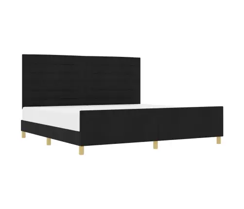 Lovos Rėmas Su Galvūgalio Juoda 200 X 200 Cm Audinys