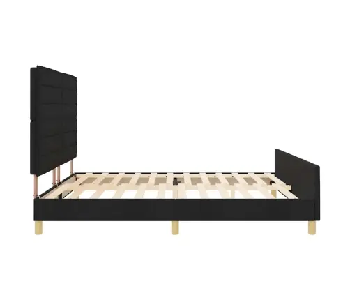 Lovos Rėmas Su Galvūgalio Juoda 200 X 200 Cm Audinys