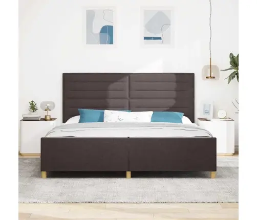 Gultas Rāmis Ar Galvas Klāju Tumši Brūna 200 X 200 Cm Audums Vidaxl