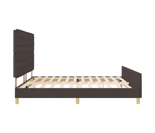 Gultas Rāmis Ar Galvas Klāju Tumši Brūna 200 X 200 Cm Audums Vidaxl