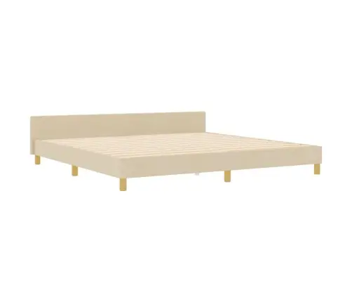 Gultas Rāmis Ar Galvas Klāju Krēmkrāsa 200 X 200 Cm Audums Vidaxl