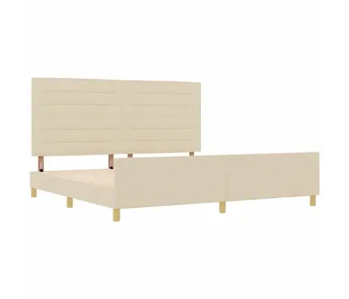 Gultas Rāmis Ar Galvas Klāju Krēmkrāsa 200 X 200 Cm Audums Vidaxl
