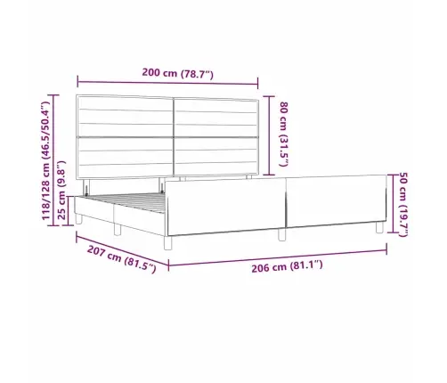 Gultas Rāmis Ar Galvas Klāju Krēmkrāsa 200 X 200 Cm Audums Vidaxl