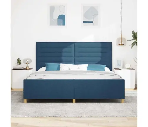 Gultas Rāmis Ar Galvas Klāju Zila 200 X 200 Cm Audums Vidaxl