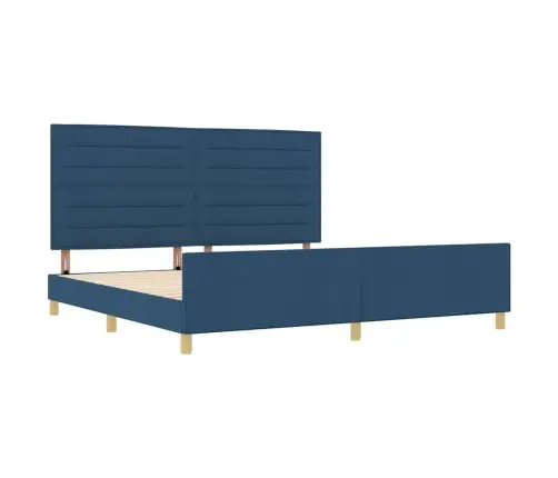 Gultas Rāmis Ar Galvas Klāju Zila 200 X 200 Cm Audums Vidaxl