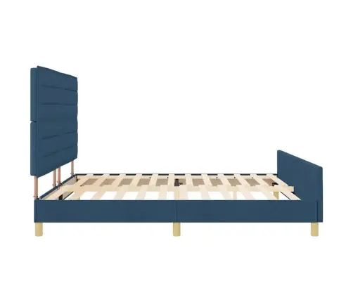 Gultas Rāmis Ar Galvas Klāju Zila 200 X 200 Cm Audums Vidaxl