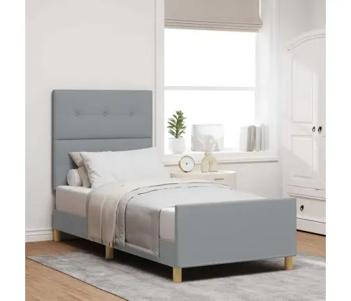 Gultas Rāmis Ar Galvas Klāju Gaiši Pelēka 80 X 200 Cm Audums Vidaxl