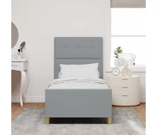 Gultas Rāmis Ar Galvas Klāju Gaiši Pelēka 80 X 200 Cm Audums Vidaxl