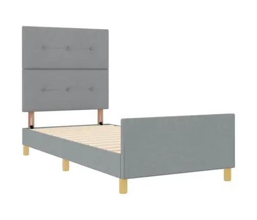 Gultas Rāmis Ar Galvas Klāju Gaiši Pelēka 80 X 200 Cm Audums Vidaxl