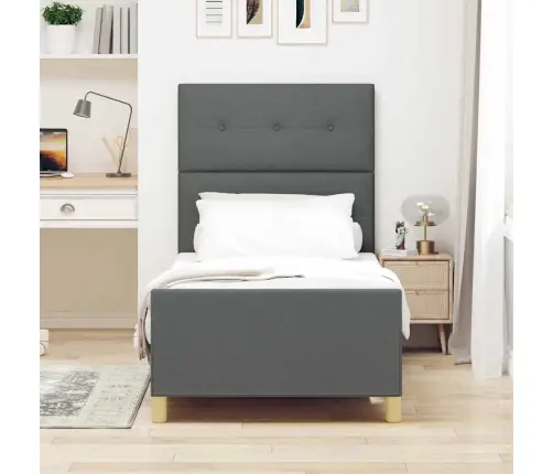 Gultas Rāmis Ar Galvas Klāju Tumši Pelēka 80 X 200 Cm Audums Vidaxl