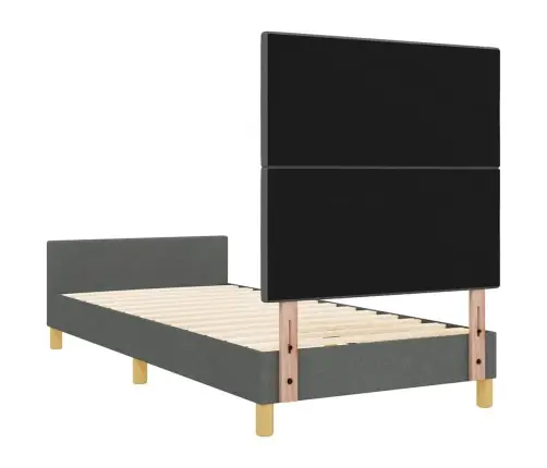 Gultas Rāmis Ar Galvas Klāju Tumši Pelēka 80 X 200 Cm Audums Vidaxl