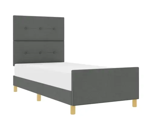 Gultas Rāmis Ar Galvas Klāju Tumši Pelēka 80 X 200 Cm Audums Vidaxl