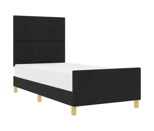 Gultas Rāmis Ar Galvas Klāju Melna 80 X 200 Cm Audums Vidaxl