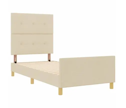 Gultas Rāmis Ar Galvas Klāju Krēmkrāsa 80 X 200 Cm Audums Vidaxl