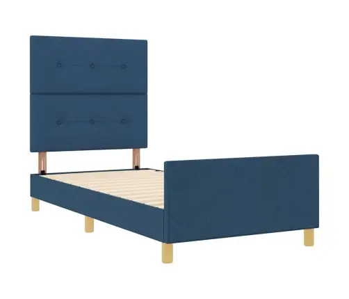 Gultas Rāmis Ar Galvas Klāju Zila 80 X 200 Cm Audums Vidaxl