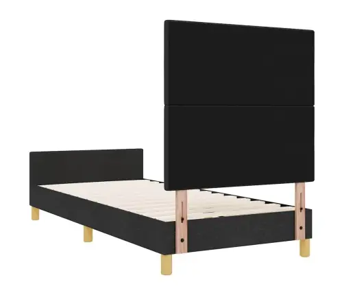 Voodi Raam Peaga Must 90 X 190 Cm Kangas