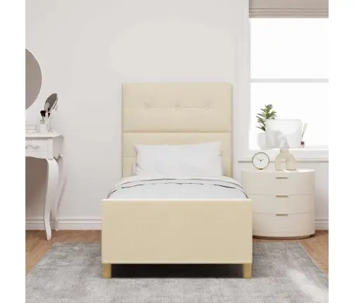 Gultas Rāmis Ar Galvas Klāju Krēmkrāsa 90 X 190 Cm Audums Vidaxl