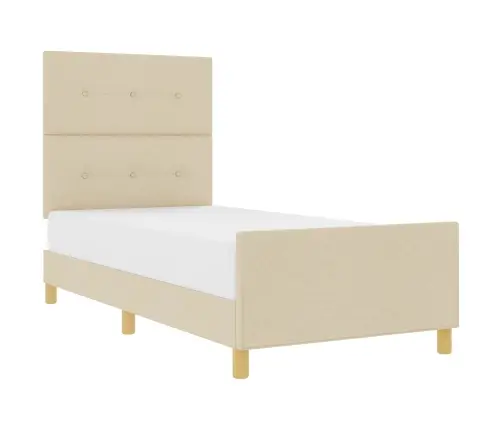 Gultas Rāmis Ar Galvas Klāju Krēmkrāsa 90 X 190 Cm Audums Vidaxl