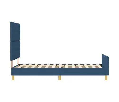 Voodi Raam Peaga Sinine 90 X 190 Cm Kangas