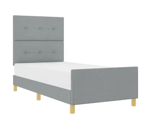 Gultas Rāmis Ar Galvas Klāju Gaiši Pelēka 90 X 200 Cm Audums Vidaxl