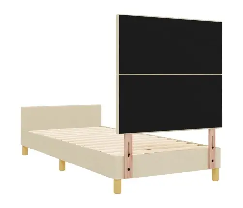 Gultas Rāmis Ar Galvas Klāju Krēmkrāsa 90 X 200 Cm Audums Vidaxl