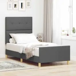 Gultas Rāmis Ar Galvas Klāju Tumši Pelēka 100 X 200 Cm Audums Vidaxl
