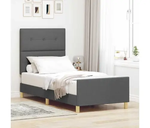 Gultas Rāmis Tumši Pelēks 100X200 Cm Audums Vidaxl