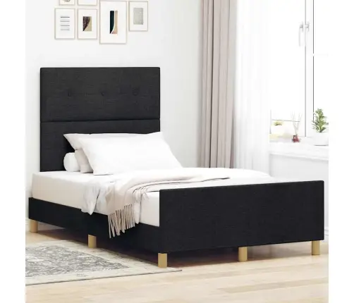 Gultas Rāmis Melns 120X190 Cm Audums Vidaxl