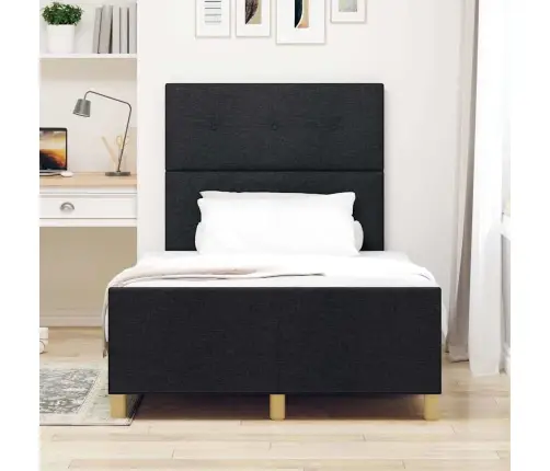 Gultas Rāmis Melns 120X190 Cm Audums Vidaxl