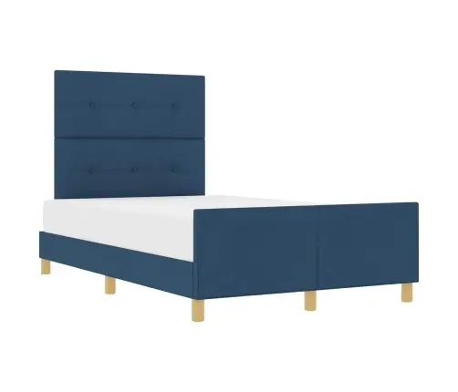 Gultas Rāmis Ar Galvas Klāju Zila 120 X 190 Cm Audums Vidaxl