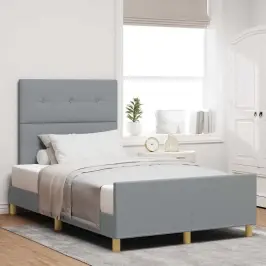 Gultas Rāmis Ar Galvas Klāju Gaiši Pelēka 120 X 200 Cm Audums Vidaxl