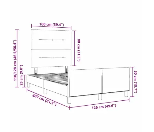 Gultas Rāmis Gaiši Pelēks 120X200 Cm Audums Vidaxl