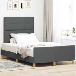 Gultas Rāmis Ar Galvas Klāju Tumši Pelēka 120 X 200 Cm Audums Vidaxl