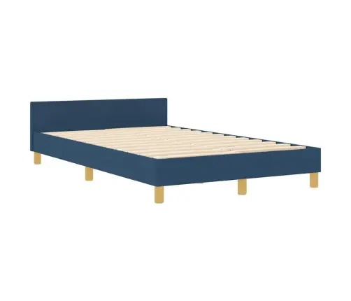 Gultas Rāmis Ar Galvas Klāju Zila 120 X 200 Cm Audums Vidaxl