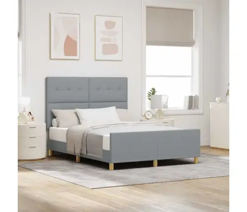 Voodi Raam Peaga Helehall 140 X 190 Cm Kangas