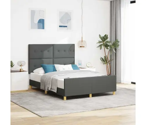 Voodi Raam Peaga Tumehall 140 X 190 Cm Kangas