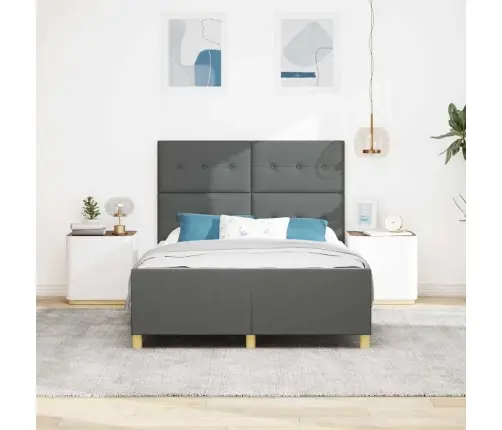 Voodi Raam Peaga Tumehall 140 X 190 Cm Kangas