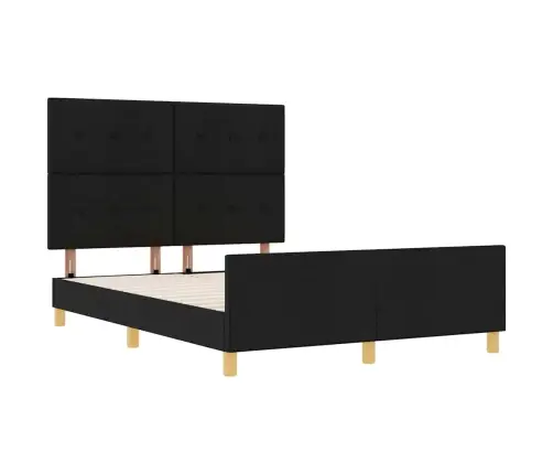 Voodi Raam Peaga Must 140 X 190 Cm Kangas