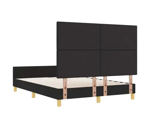 Voodi Raam Peaga Must 140 X 190 Cm Kangas