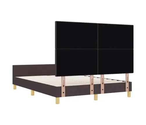 Gultas Rāmis Ar Galvas Klāju Tumši Brūna 140 X 190 Cm Audums Vidaxl