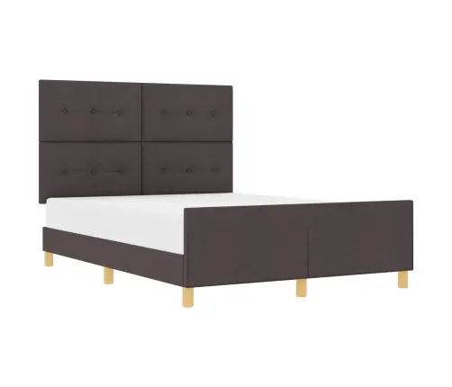 Gultas Rāmis Ar Galvas Klāju Tumši Brūna 140 X 190 Cm Audums Vidaxl