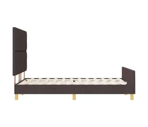 Gultas Rāmis Ar Galvas Klāju Tumši Brūna 140 X 190 Cm Audums Vidaxl