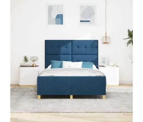 Voodi Raam Peaga Sinine 140 X 190 Cm Kangas