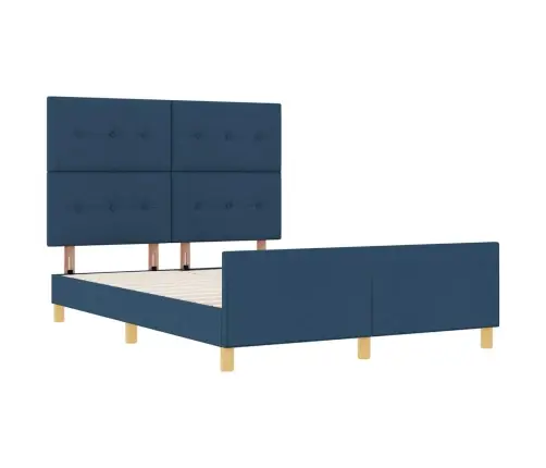 Voodi Raam Peaga Sinine 140 X 190 Cm Kangas